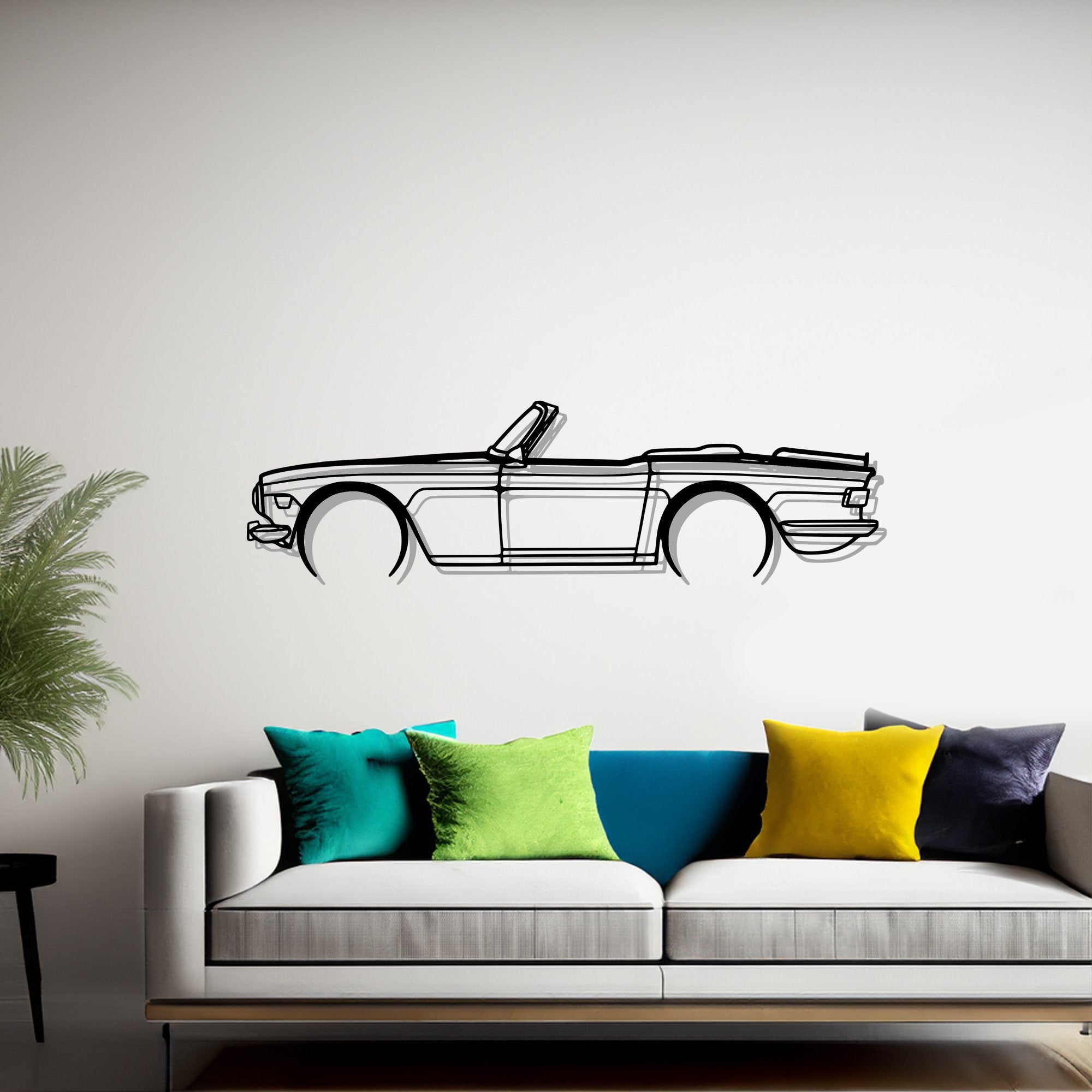 TR6 1974 Detailed Silhouette Metal Wall Art– Shadow Car Vibes