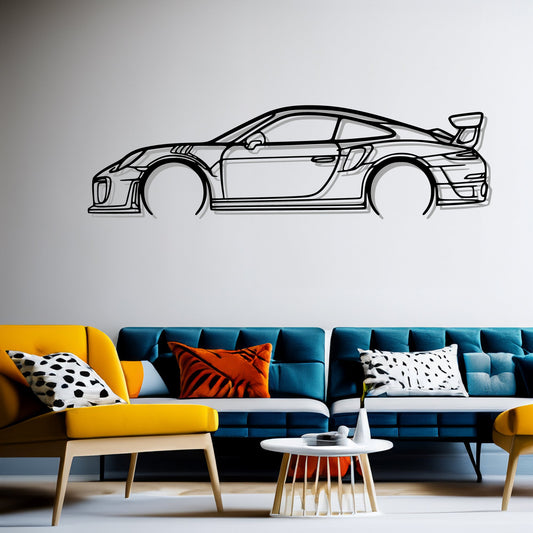 911 GT2 RS model 991 Detailed  Car Silhouette Metal Wall Art