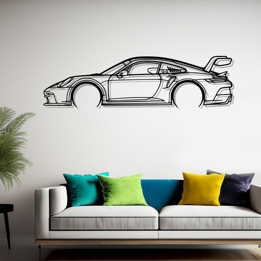 911 GT3 Cup model 992 Detailed  Car Silhouette Metal Wall Art