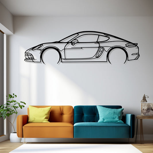 718 Cayman GTS Detailed  Car Silhouette Metal Wall Art