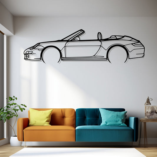 911 Cabrio model 997 Detailed  Car Silhouette Metal Wall Art
